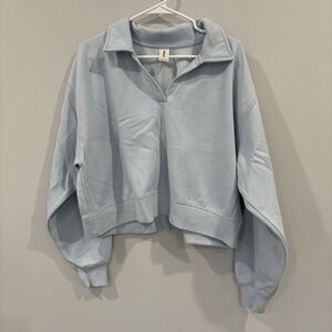 Abound Light Blue Cropped V-Neck Pullover Sweater